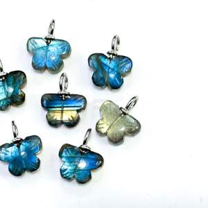 Colgante de Mariposa de Labradorita Brillante, Plata 925, Tallado a Mano, Accesorio para Joyería con Piedras Preciosas, Colgante de Labradorita Natural - Product Image 5
