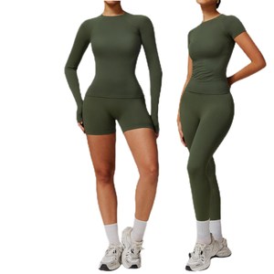 Offre Spéciale – Ensembles de Yoga et Tenues de Sport pour Femmes, Personnalisables avec Logo, Extensibles dans les Quatre Sens, Motif Écossais, 2 Pièces, Séchage Rapide, Respirants, pour Entraînement en Salle de Sport - Product Image 3