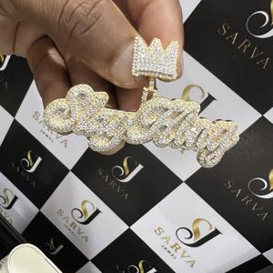 Colgante de Plata S925 con Diamante Moissanita VVS, Estilo Hip Hop, con Iniciales, para Unisex - Product Image 6