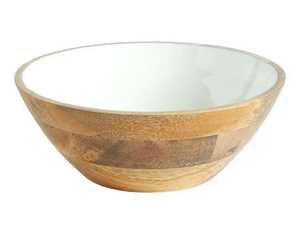 Bol de service tendance en bois naturel émaillé imprimé pour salades, fruits et soupes – Vaisselle décorative pour la cuisine - Product Image 6