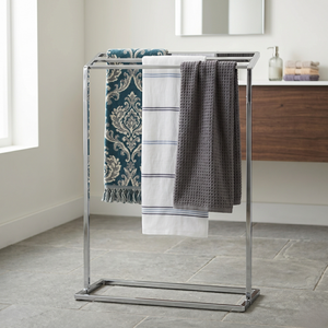 Pristine Freestanding Chrome Iron Steel Towel Rack 3 Bars Minimalist Design 50-60cm Movable <b>Bathroom</b> Towel Holder TW - Product Image 1