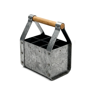 Porte-bouteilles de vin en métal industriel, rectangulaire, multi-compartiments, durable, organisateur de cuisine, type support avec poignée - Product Image 6