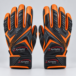 Full Finger Sports American Football <b>Gloves</b> PU Material Non-Slip Palm Hook And Loop Closure Orange <b>Black</b> <b>Men</b> All Seasons - Product Image 4