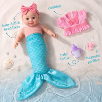 Poupée Bébé Sirène Souriante Babeside Nico 15 Pouces, Corps en Tissu, Membres en Vinyle, Queue Aquatique, Nœud Rose, Poupée Tendance, Jouet DIY, Modèle de Poupée