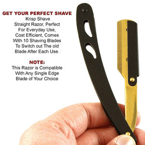 High Quality <b>Plastic</b> Straight <b>Edge</b> Men's Barber Razor Professional Factory Wholesale Custom Logo Sharp Stainless Steel Blade - Product Image 5