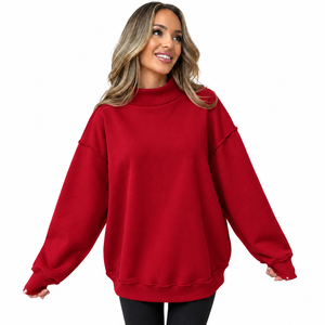 Oversized <b>Mock</b> Neck Sweatshirt Women Premium Casual Wear Custom Fashion Apparel Wholesale Clothing Autumn Wear - Product Image 3