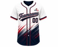 Maillot de baseball personnalisé unisexe Marter Industry, sublimé, anti-humidité, uniforme d'équipe, manches courtes, été, 100% polyester, blanc