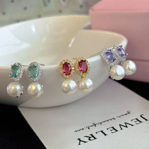 ต่างหูห้อยระย้าหรูหราอเนกประสงค์ ผลิตจากไข่มุกน้ำจืดแท้จากจูจี้ ประดับด้วยเพทายสีน้ำเงินรอยัลสไตล์เรโทร ดีไซน์ประณีต ให้ลุคแบบวินเทจ - Product Image 2