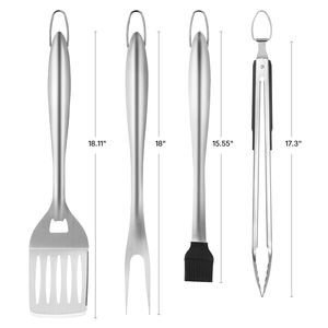 Set di 4 Utensili per Barbecue in Acciaio Inossidabile Resistente, 4 Accessori per Griglia BBQ - Product Image 5
