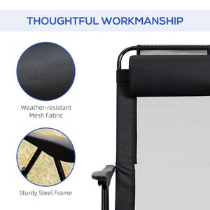 2 Sedie a Sdraio Pieghevoli Portatili Nere con Schienale Regolabile per Patio - Product Image 6