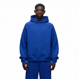 Sudadera con Capucha Extra Grande para Hombre, Azul Sólido, Felpa de Algodón, Ropa Casual de Otoño, Sudaderas con Capucha para Hombre - Product Image 1