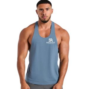 <b>Mens</b> Blue Stringer Tank Top <b>Gym</b> Workout <b>Vest</b> Athletic Fitness Training Bodybuilding Sportswear Sleeveless Activewear Shirt - Product Image 1