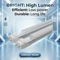 Lampu LED PC+Al untuk Dalam Ruangan T8 18W Lampu Tabung LED 1.2M Plastik dan Aluminium