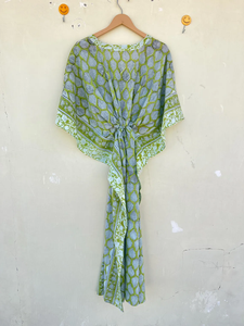 Bata Kimono con Estampado de Dibujos Animados para Mujer, 100% Algodón, Camisón de Verano Hecho a Mano, Cuello en V, Cintura Elástica, Largo hasta la Rodilla - Product Image 5