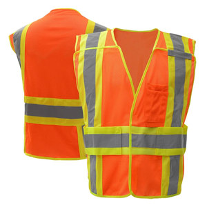 Vestes de sécurité réfléchissantes haute visibilité personnalisées pour travaux de construction en extérieur, en polyester, avec fermeture éclair - Product Image 2