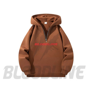 Custom Bloodline logo Unisex Oversized Half Zip Hoodie with Breathable Cotton Casual Travel Pullover hoodies - Product Image 4