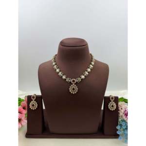 Indian Ethnic Priya Premium Victorian Gold Plated <b>Bridal</b> <b>Necklace</b> & <b>Earring</b> <b>Set</b> - Product Image 4