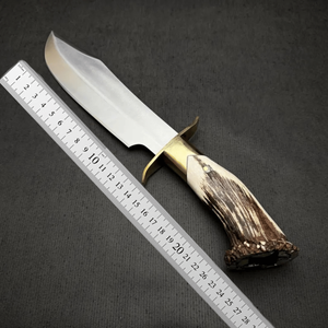 Handmade Industrial Grade Bowie Hunting Knife Straight <b>Drop</b> Point Stag Antler Handle Fixed Tactical Survival Stainless Steel OEM - Product Image 6