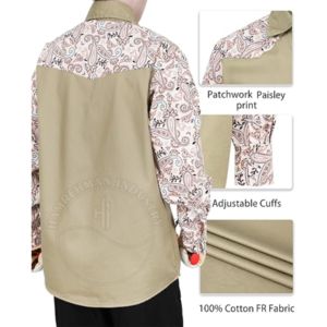 เสื้อเชิ้ตเชื่อมโลหะ แขนเสื้อแบบมีโครงสร้าง ทนไฟ ป้องกันการลวก พร้อมกระดุมแป๊กและซับใน เหมาะสำหรับงานเชื่อม - Product Image 4