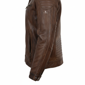 Men's Slim Genuine Leather <b>Motorcycle</b> Biker <b>Jacket</b> Zipper Closure <b>Vintage</b> Classic Winter Casual Outerwear Breathable Windproof - Product Image 6