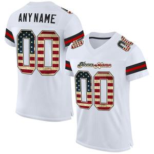 Maillot de football personnalisé, uniforme de football de qualité supérieure | Fabricant EM&ODM, drapeau américain vintage blanc personnalisé, maille noire authentique - Product Image 1