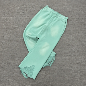 Pantalones de chándal de lona anchos de corte holgado con logo personalizado, lavado efecto desgastado, 100% algodón de alto gramaje, estilo casual y cómodo para Hip Hop - Product Image 3