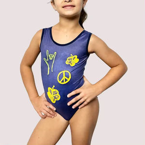 Girls Printed Slim High Waist <b>Leotard</b> <b>Shorts</b> Set Sleeveless <b>Gymnastics</b> Dance Workout Outfit with Criss-cross Scrunchie - Product Image 4