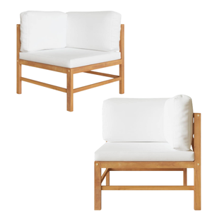 Minimalist Solid Teak Wood Corner <b>Sofa</b> <b>Outdoor</b> Patio Lounge Garden <b>Sofas</b> Chair With White Cushion Garden Seating Furniture - Product Image 5