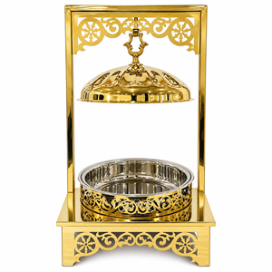 Juego de cubiertos de acero inoxidable Royal para calentador de alimentos (chafing dish) con tapa de vidrio, patas elegantes, acabado espejo, duradero, para fiestas, sostenible, 6 litros - Product Image 5