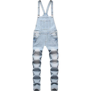 Mono vaquero de moda para hombre, corte holgado, talla grande, estilo vintage hip-hop, recto, de mezclilla de color, con peto, para verano, Diamond - Product Image 6