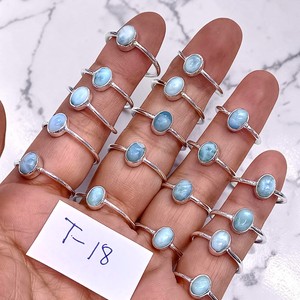 Pierre précieuse Larimar naturelle, prix de gros, bagues légères en argent, argent sterling 925, petites bagues artisanales en argent - Product Image 3