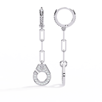 Boucles d'oreilles pendantes minimalistes en argent 925 avec chaîne et pendentif en moissanite pour femmes, à porter au quotidien