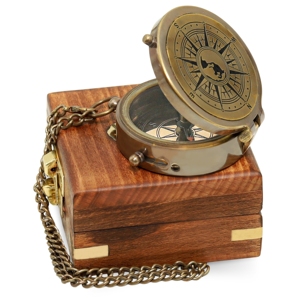 Brújula de Bolsillo Antigua de Latón, Brújula Náutica Marítima de Regalo con Estuche - Product Image 4