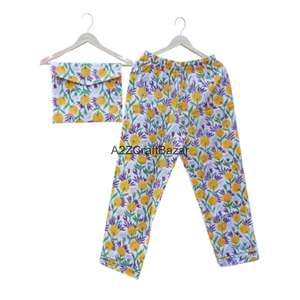 Conjunto de Pijama de Verano para Mujer con Estampado de Bloques, Ropa de Dormir Cómoda con Elegante Camisón - Product Image 1