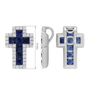 Quick Delivery Jewelry Special Design High End White Gold Natural Diamond & Sapphire Classic Cross Pendant Unisex <b>Gift</b> - Product Image 6