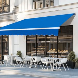 Tenda da Sole Retrattile Blu 339,9 cm P x 300 cm L x 150 cm A, Funzionamento Manuale con Telaio in Acciaio e Telo in Poliestere - Product Image 2
