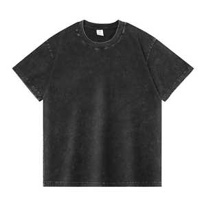 High Quality Front Drop Shoulder <b>T</b>-<b>Shirt</b> <b>Polyester</b> Heavyweight Oversized Custom Anti-Shrink Silk Screen Printed Vintage Washed - Product Image 2