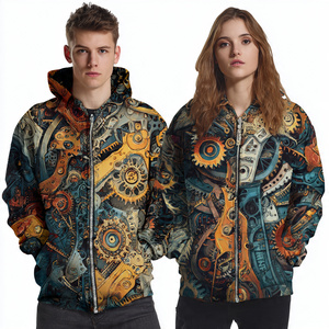 Sudadera con capucha y cremallera OEM para sublimación, 100% poliéster, estilo jogger, para hombre, ropa de calle de invierno, tops con capucha sublimados - Product Image 2