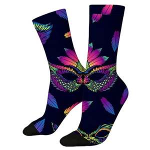 Chaussettes de sport unies à motif imprimé par transfert thermique, respirantes, séchage rapide, en polyester/nylon, pour adultes, décontractées, été, athlétiques, yoga - Product Image 5