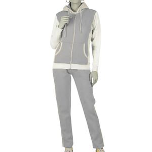 High Quality Hooded Printed Solid <b>Grey</b> 100% Polyester Streetwear <b>Tracksuit</b> <b>Women</b> Breathable Quick Dry Heavyweight Winter - Product Image 1