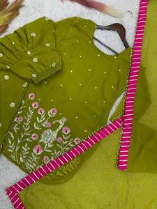 Conjunto de Salwar Kameez de Georgette Verde Bordado, Vestido Tradicional Indio Pakistaní para Mujer con Dupatta para Bodas y Fiestas - Product Image 5