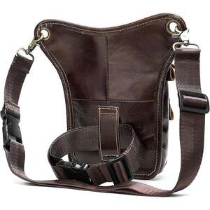 Bolsa de cuero para hombre, riñonera para motocicleta, bolsa de herramientas para la pierna, bolsa de hombro para teléfono móvil, impermeable, de cuero genuino, diseño vintage - Product Image 2