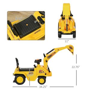 Escavatore Cavalcabile 2-in-1 con Carrello e Clacson Giocattolo per Bambini - Product Image 3