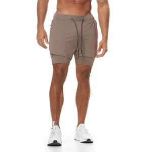 Pantalones cortos deportivos de verano para hombre personalizados, nuevo diseño, doble capa, gimnasio, Fitness, culturismo, entrenamiento, transpirables, patrón sólido - Product Image 2