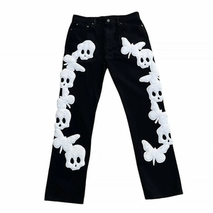 Pantalones Acampanados Desgastados Personalizados para Hombre, de Pierna Ancha, con Diseño Casual Apilado y Estilo Streetwear - Product Image 5