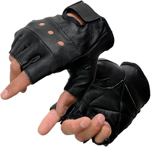 ถุงมือขี่มอเตอร์ไซค์หนังวัวสีดำสำหรับผู้ชาย Samroz Sports - Product Image 1