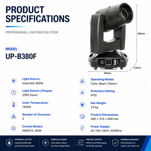 Precio al por mayor: Luz móvil impermeable de 380W con atenuación electrónica de 1-25Hz, estroboscópica, fiable y duradera para <span class=keywords><strong>alquiler</strong></span> en giras y espectáculos. - Product Image 2