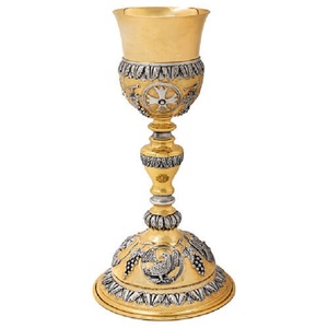 Excellent Golden Brass Chalice And Ciborium Set Classic Design silver With metal Cross Church Use Handmade Metal Barware <b>Tools</b> - Product Image 3
