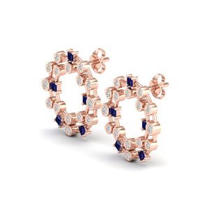 REYES Collection de bijoux pour femmes tendance, boucles d'oreilles créoles en or 14K 18K avec diamants, boucles d'oreilles en saphir bleu 0,3 carat pour femmes - Product Image 3