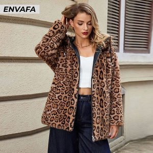 Custom Jackets With Logo Snow <b>Leopard</b> Spot Imitation <b>Fur</b> <b>Coat</b> for Women Winter Loose Lapel <b>Leopard</b> Print <b>Fur</b> <b>Coat</b> New Style - Product Image 3